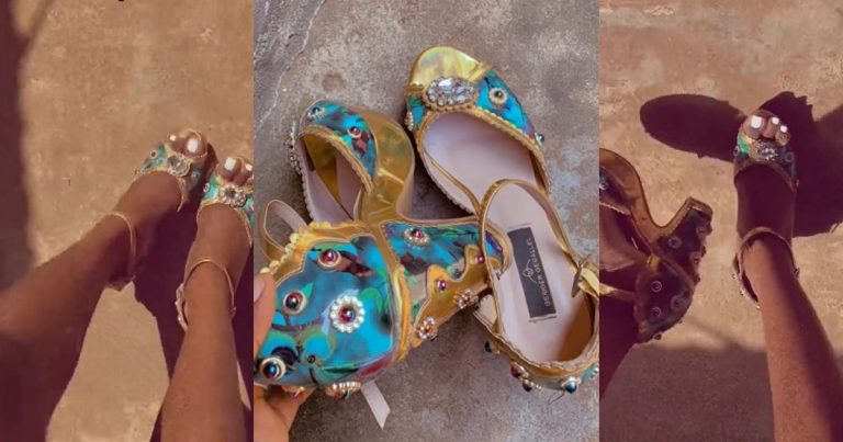 "Madam koikoi" - Lady flaunts the colorful heels her mother gifted her for Christmas (VIDEO)