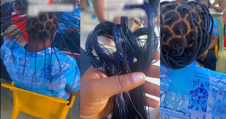 "My detty December hair is ready" - Lady shows off the rubber hair she made for Christmas (VIDEO)
