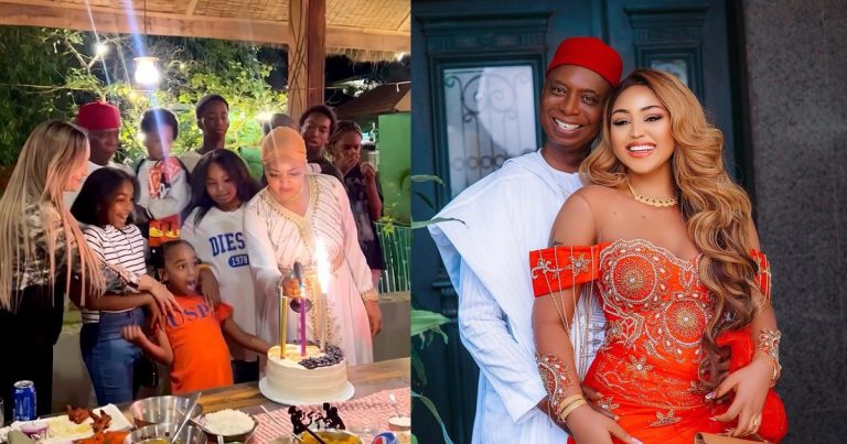 Regina Daniels make many gush as she celebrates her husband's birthday, Ned Nwoko with her co-wife Laila (Video)