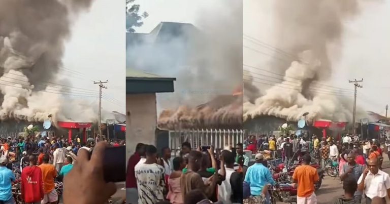 Building Engulfed By Fire In Delta State After Cooking Gas-Powered Generator Explodes (VIDEO)