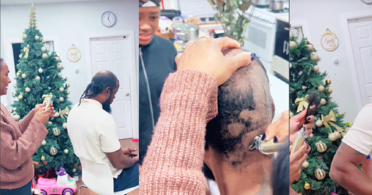 "Delilah is that you" – Reactions after lady cut off her husband's dread (Watch)