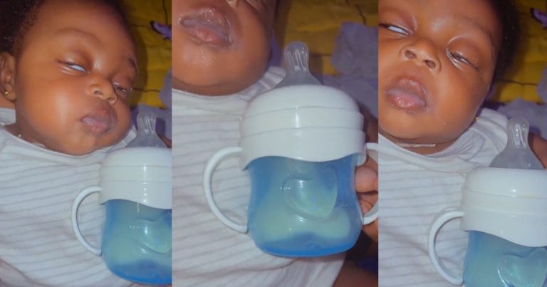 "Drunk baby" - Little girl's facial reaction after getting overfed on milk goes viral (VIDEO)