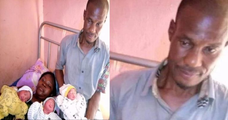 "He's planning to run away, make una hold that man" – Nigerian man's reaction to the news of his wife giving birth to triplets trend online