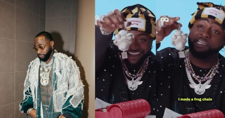 "I made a frog chain because my voice is hoarse and they were calling me frog on Twitter" – Davido (VIDEO)