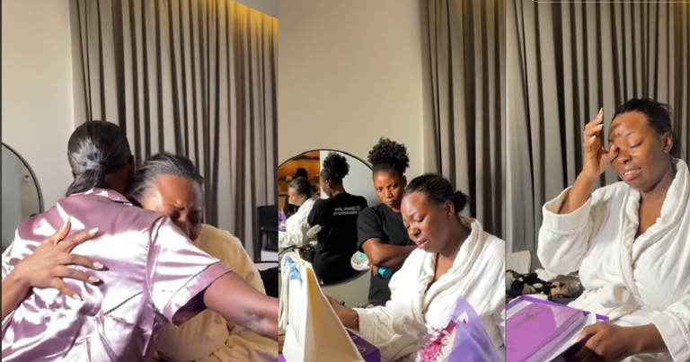 "That lady wey wear black no get emotion at all..." – Reactions as apprentice looks confused as a bride receives a package from her best friend (VIDEO)