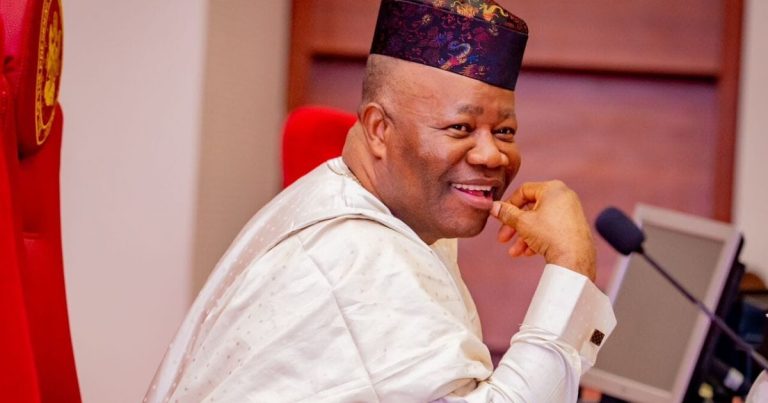 Akpabio swears in three newly elected senators