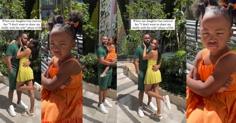 "Confident side ch!c" - Netizens React As Video Showing A Little Girl Marking Her Territory With Her Dad Goes Viral (WATCH)