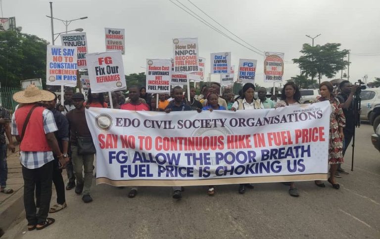 Edo CSOs storm Benin, protest over economic hardship