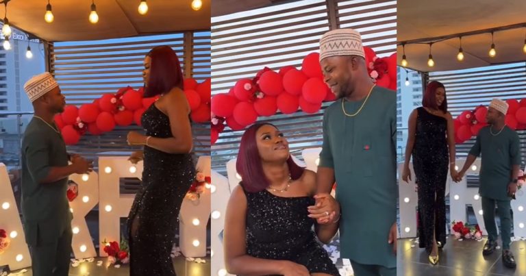 "Height doesn't define love" – Man goes viral for proposing to his fiancée despise noticeable height difference (WATCH)