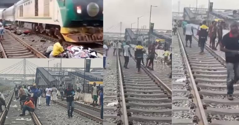 Lagos State Government Responds To Viral Video Of Traders Selling Items On The Rail Lines (WATCH)