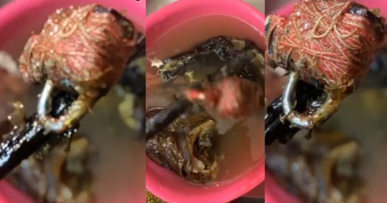 Nigerian lady shares mystery object she discovered inside a fish she purchased at the market (VIDEO)