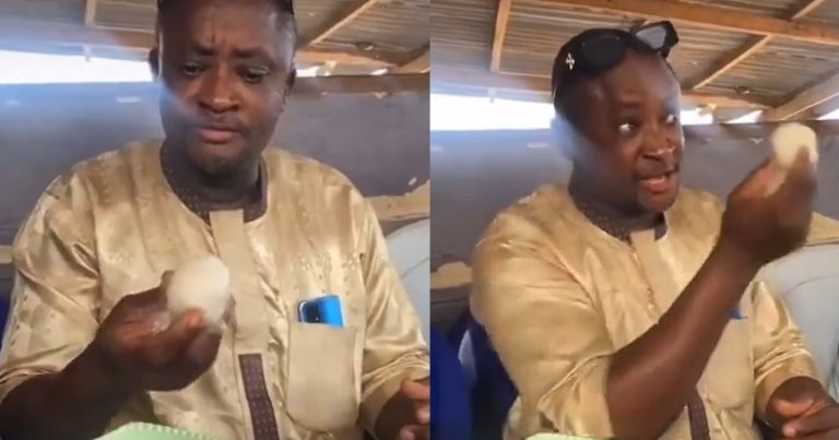 Nigerian man complains over the size of the pounded yam he was served at a local restaurant for 200 naira