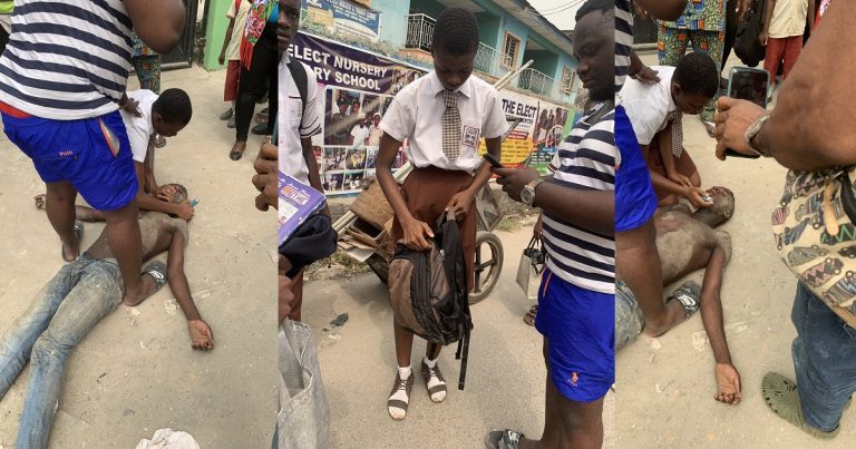 Nigerians hail school girl after she saved an asthmatic man who slumped on the road