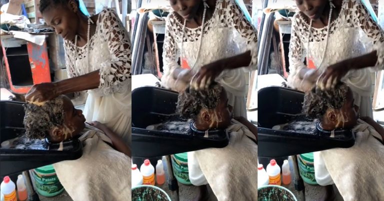 "She nearly peeled her scalp" - Lady shares how hairdresser aggressively washed her friend's hair (WATCH)