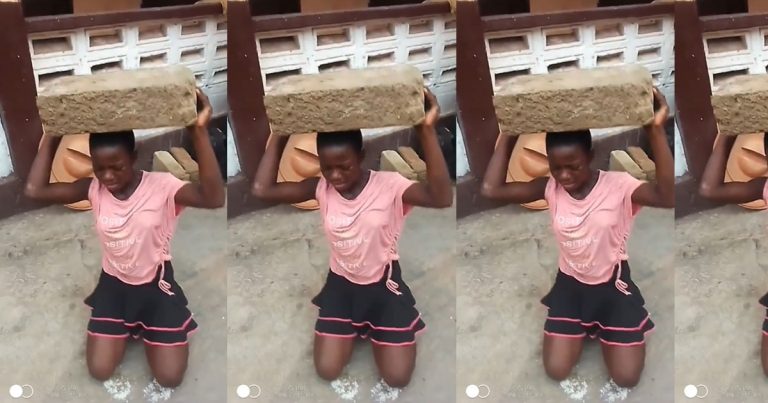 "African parents never disappoint" - Moment Ghanaian mother subject her daughter to severe punishment (WATCH)