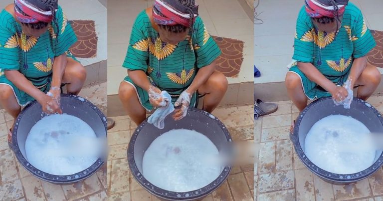 “Ahhh that’s too much even for my biological mother"-Mixed Reactions As A Nigerian Mother-in-Law Is Seen Washing Her Daughter-in-law's Underwear (VIDEO)