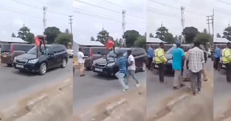 Moment a mentally unstable man climbs car bonnet and d£str0y wind screen, leaving viewers in shock (VIDEO)