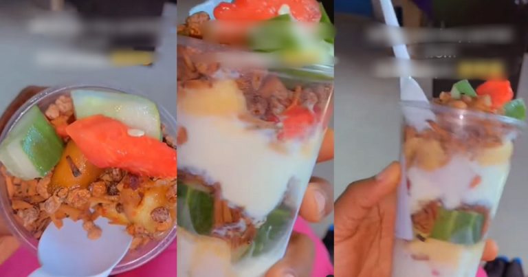 "Na agbalumo seeds be that?"- Netizens React As Lady Shares The Unexpected Ingredients She Found In A Parfait She Bought In Ekiti (WATCH)