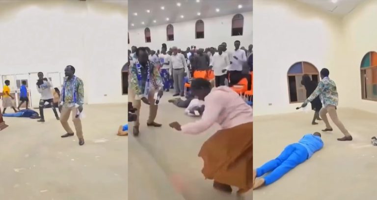 "Na evil spirit cause am" – Trending video of the Nigerian prophet who dances while performing deliverance causes stir (WATCH)