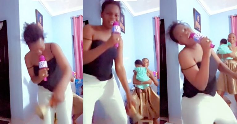 " Nah wetin fit these children"- Mother organizes mini concert for her daughter, who wouldn't allow her sleep at night (VIDEO)