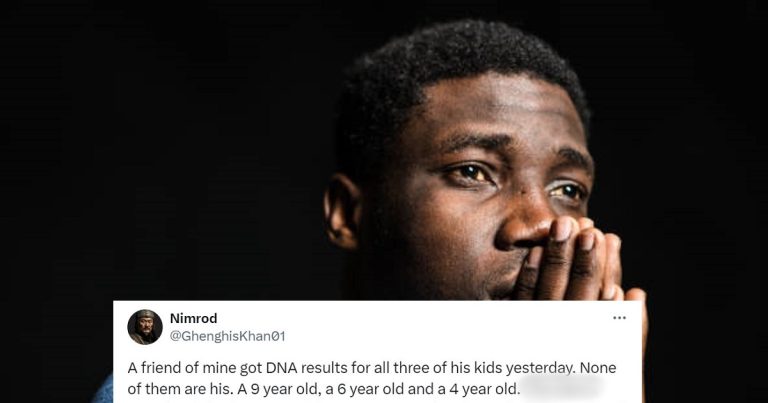 Nigerian man weeps uncontrollably after DNA test reveals that he is not the biological father of all his three kids