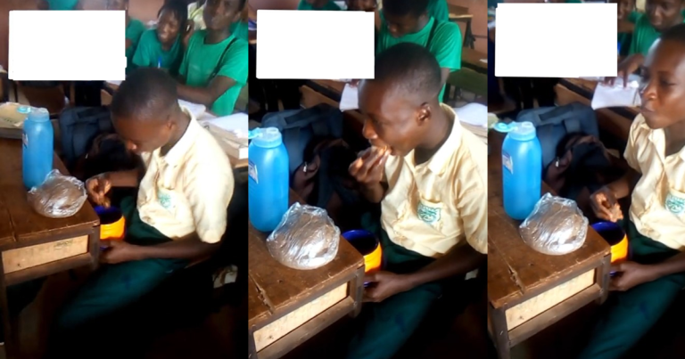 "Rice is expensive, my student came to school with amala" - Nigerian teacher shares video of meal her student was consuming in class (WATCH)