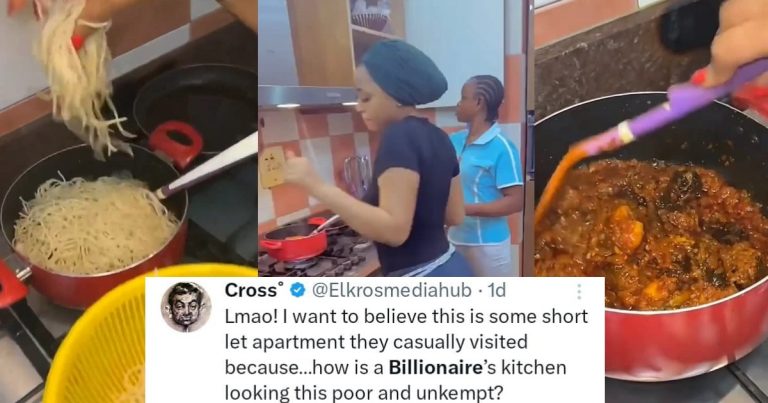 "Why is a billionaire's kitchen looking poor and unkempt" - X influencer reacts to video of Regina Daniels cooking (VIDEO) 