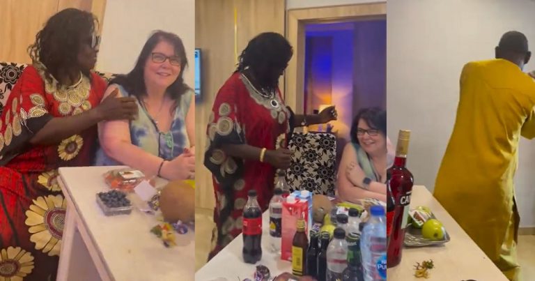 "Why una no tell her make she wash plate?" - Mixed reactions as Nigerian Man introduces Caucasian wife to his family (VIDEO)