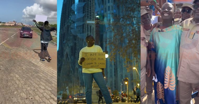 Celebration as travel creator Pelumi Nubi who started solo driving from London to Lagos, finally reaches her destination (VIDEO)