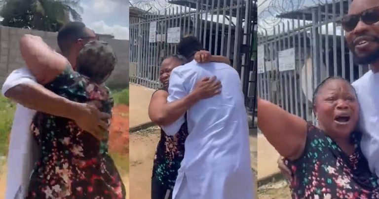 Heartwarming Video Of A Nigerian Man Reuniting With His Mother After 11 Years Abroad Goes Viral (WATCH)