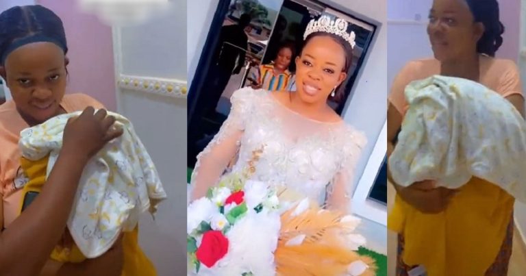 "Nawa ooo, congratulations but this is risky" – Nigerian Woman Stuns Netizens As She Gives Birth At 4am And Ties the Knot At 10am On The Same Day (VIDEO)