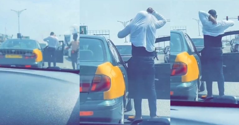 "This heat is beyond imagination"- Shocking moment a white man removed his shirt on the road due to the extreme heat in Ghana (Watch)