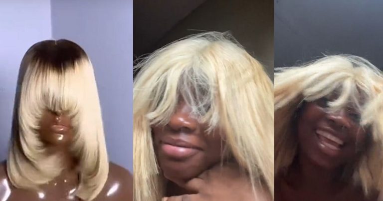 "This one na ju.ju oo" - Netizens React As Nigerian Lady Shares The Amazing Wig She Purchased For N135K From An Online Vendor (VIDEO)