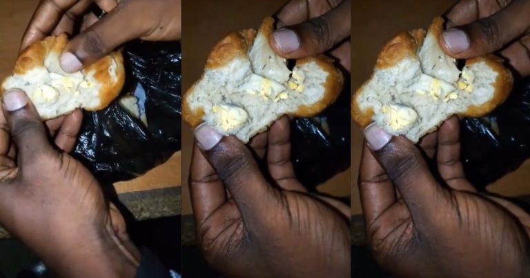 "This sprinkle of egg" - Man rages as he reveal the content of the egg roll he purchased (WATCH)