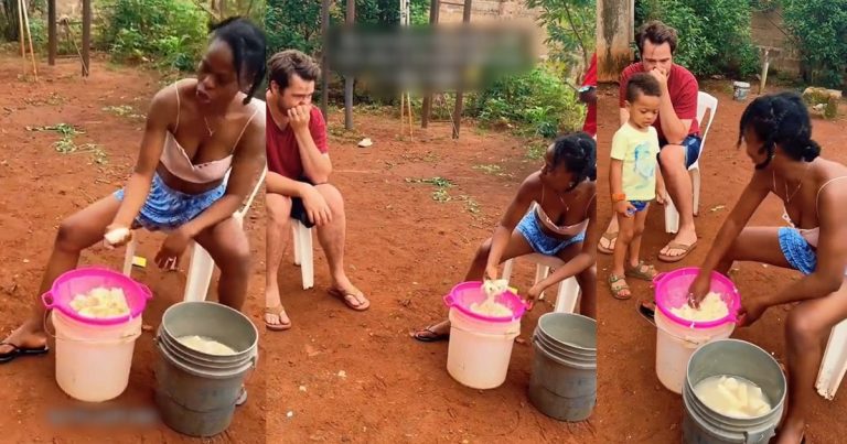 "Your fingers will smell for a week" - Caucasian man tells his Nigerian wife after she showed him how to make Fufu from scratch