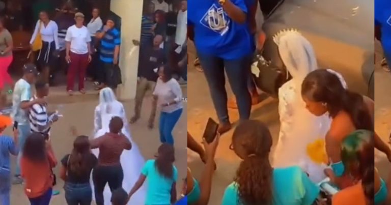 "who choose date for the wedding?" – Bride storms school in her wedding dress to write final exams