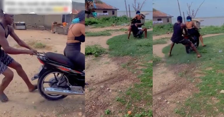 "Fast and furious in female version" – Moment lady almost endǝd in a river while riding a bike (VIDEO)