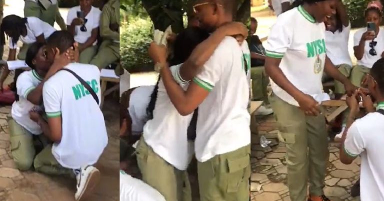 Heartwarming Moment Corps Member Proposes To His Colleague During CDS Goes Viral (VIDEO)