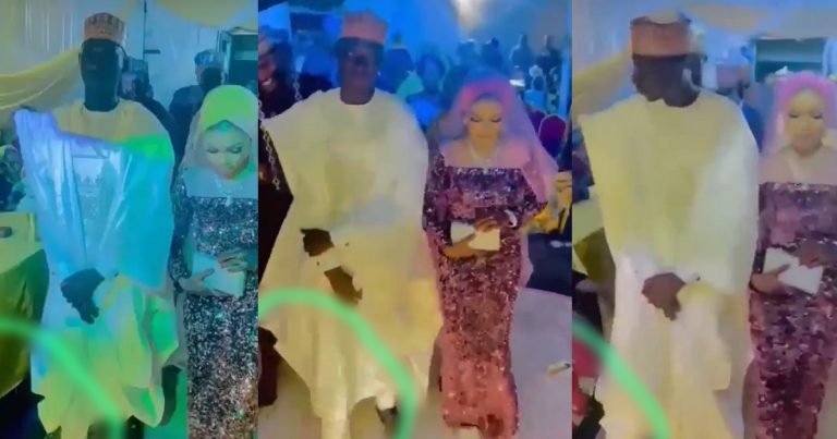 Hilarious moment a Groom kicked the leg of a guest who was obstructing his way at his wedding (VIDEO)