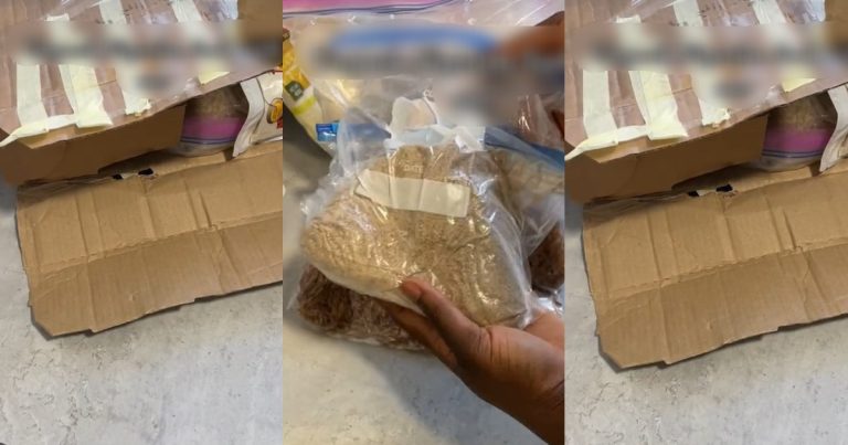 "Hold your husbands well" – UK-based lady shows off food items someone's husband brought for her from Nigeria (WATCH)