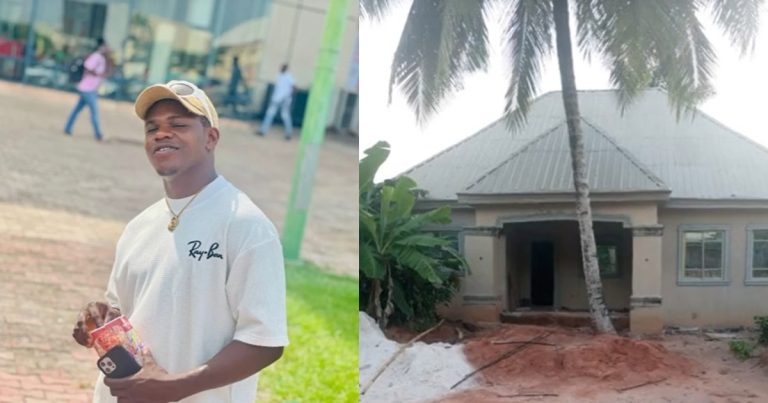 "I suffered a lot with no help" – Nigerian man honours late father completes his abandoned house project (WATCH)