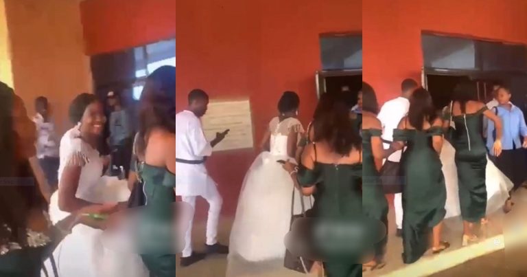 Moment Bride Arrives At Her Exam Hall In Her Wedding Gown, Accompanied By Her Bridesmaids Goes Viral (WATCH)