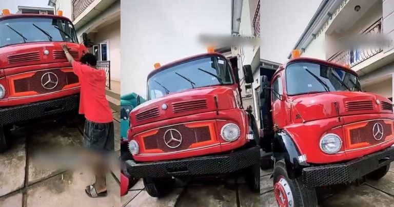 Nigerian Man Turns Heads As He Flaunts His Newly Purchased Lavish ₦18.5 Million Trailer Truck (WATCH)