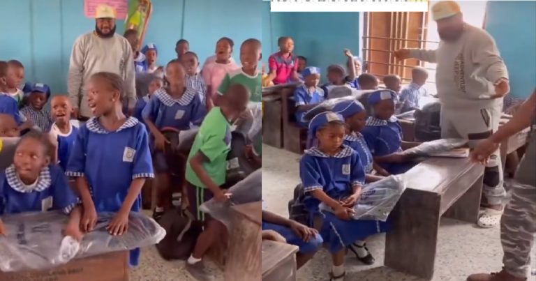 Sam Larry warm hearts online as he visits and shares gifts with school children to show he is a changed man (VIDEO)