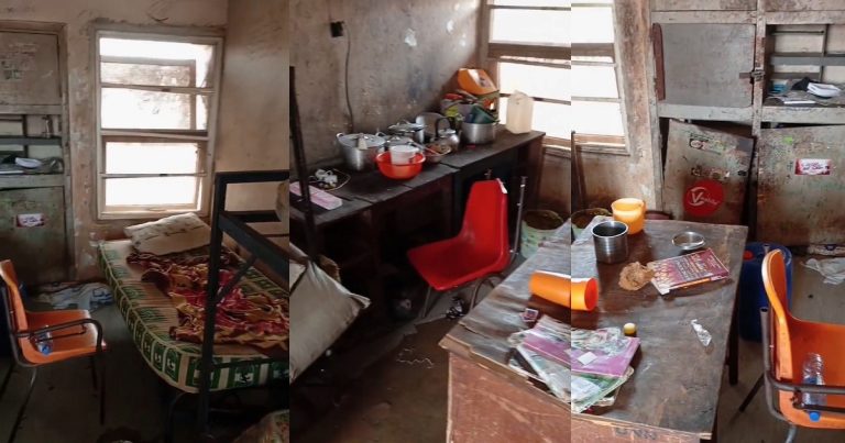 "They said it's not swine that live there" – Nigerian man shows off the condition of the hostel his brother paid for in UNN