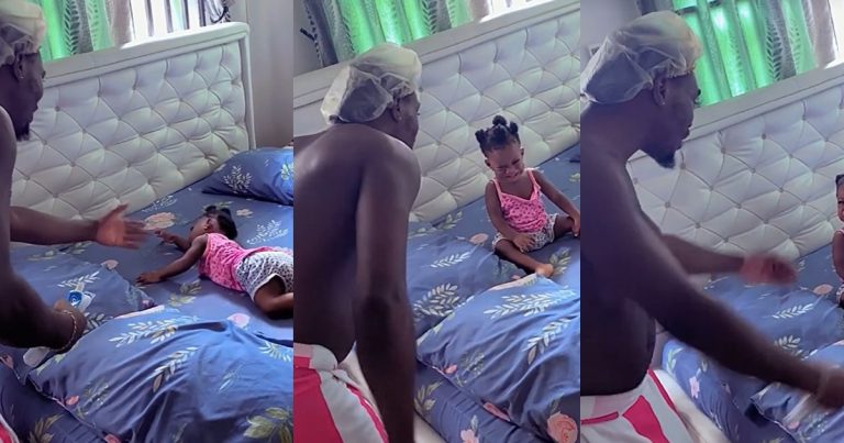 "This baby is going through a lot" – Nigerian father deprives his baby of sleep for disturbing her parents overnight (WATCH)