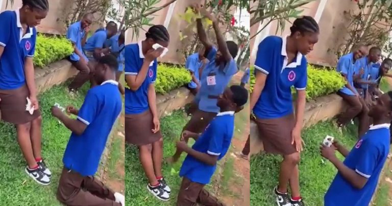 Touching Moment Secondary School Student Surprise Proposal To His Girlfriend Goes Viral (WATCH)