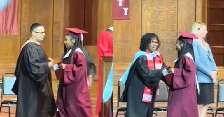 "If I no send your papa was a person" – Shocking moment high school graduate refused to shake certain school administrators during graduation ceremony (VIDEO)