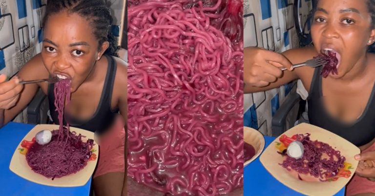 Nigerian lady shocks many as she cooks "Zobo noodles" (VIDEO)