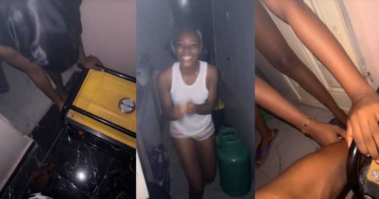 Nigerian man praises girlfriend as she turns on generator effortlessly (WATCH)